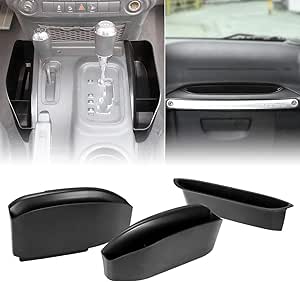 SUPAREE Wrangler JK Grab Tray Passenger Storage Tray Organizer &amp; GearTray Gear Shifter Console Storage Organizer Compatible with 2011-2018 Wrangler JK JKU Rubicon Sport Sahara, Black (3 PCS)