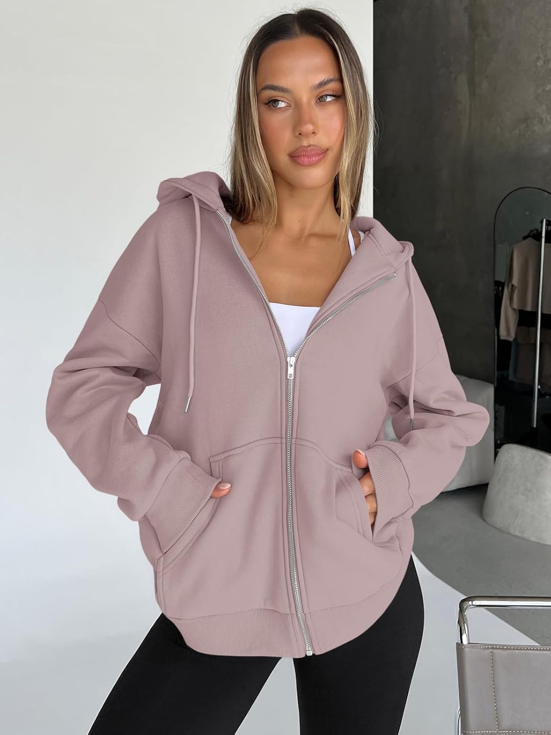 Trendy Queen Womens Zip Up Hoodies 2026 Oversized Sweatshirt - Image 3