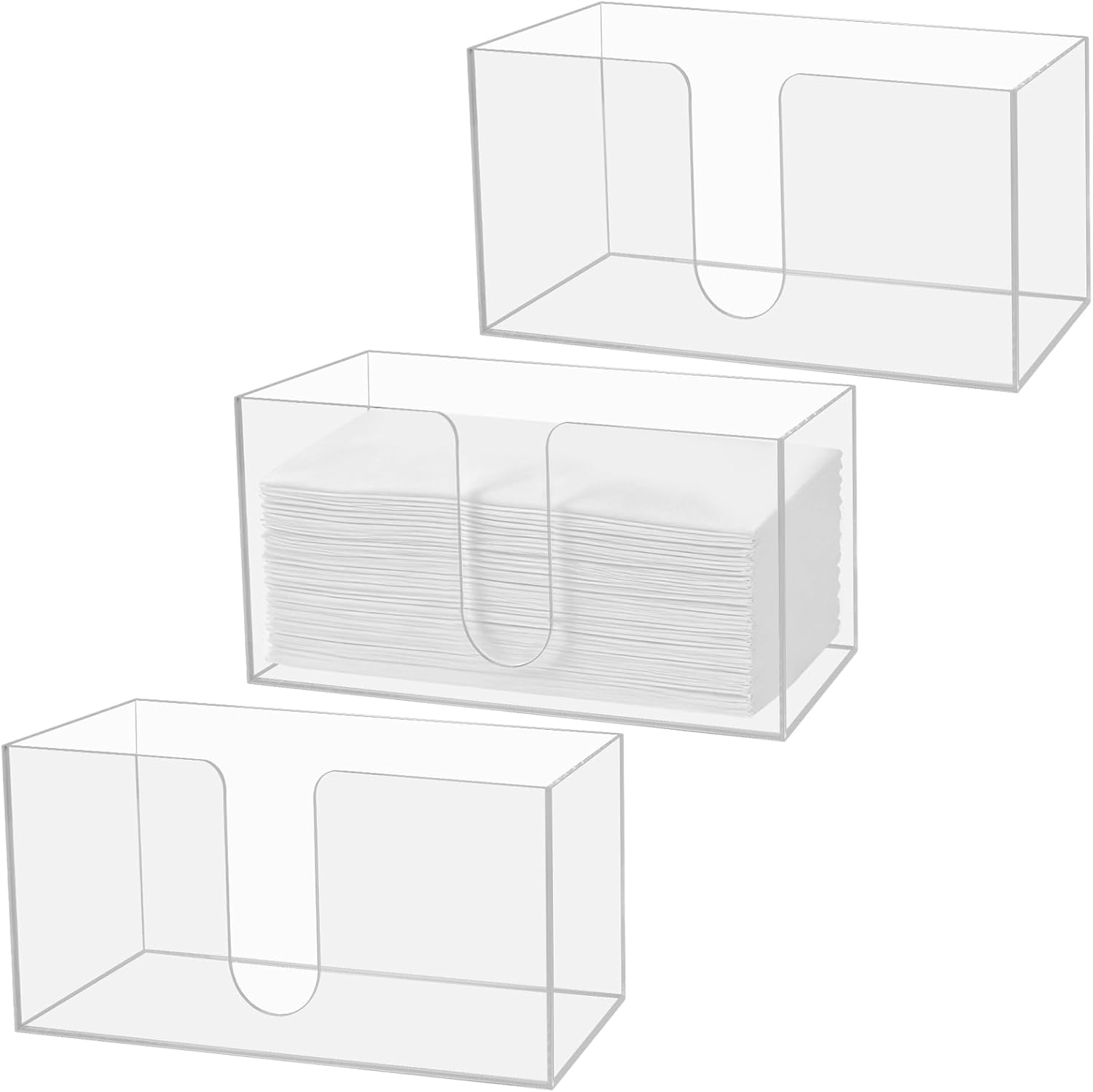 3 Pack Acrylic Countertop Paper Towel Dispenser, Clear Trifold Napkin Holder Suitable for Z-fold, Multifold Folded Trifold C fold Paper Towels for Bathroom, Toilet, Kitchen