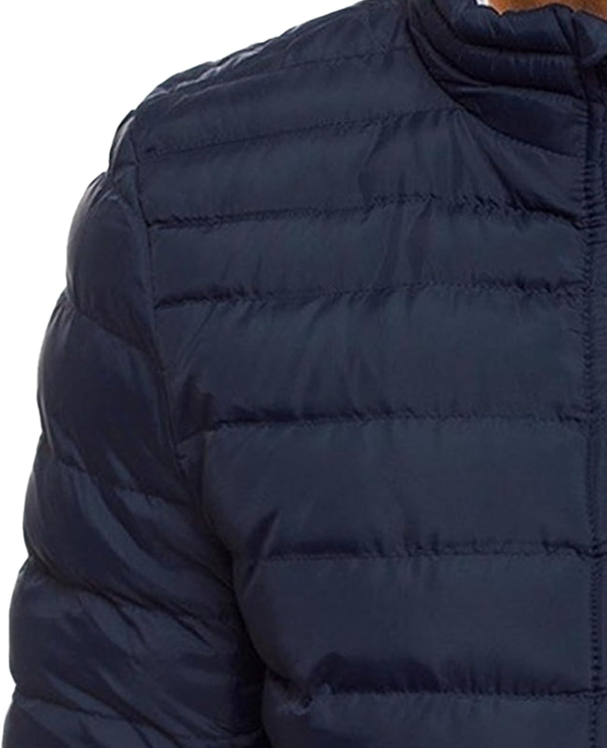DGHM-JLMY Men's Winter Leisure Fashion Down Jacket Warm Zipper Pocket Puffer Jacket Coat Full Zip Stand Collar Quilted Coats (Dark Blue 3,3X-Large)