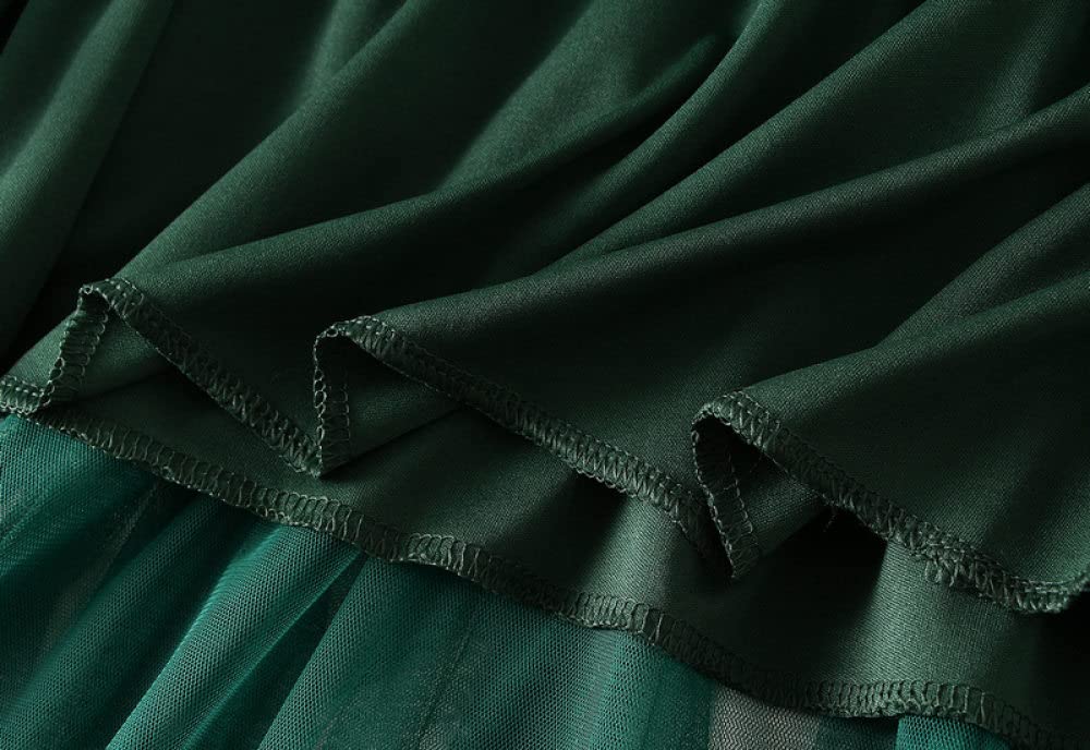 Faldas para Mujer Cintura Elástica,Faldas Maxi para Mujer Cintura Elástica Volantes De Malla Fluida Falda Blanca De Invierno Faldas Plisadas Falda De Talle Alto(Green One Size)