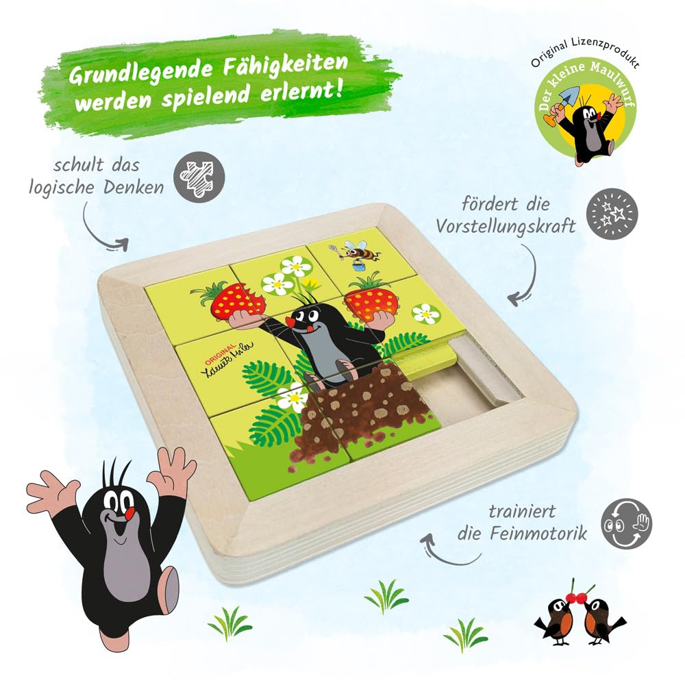 Trötsch Der kleine Maulwurf Schiebepuzzle aus Holz: Puzzle Spiel Schiebespiel Gedulsspiel