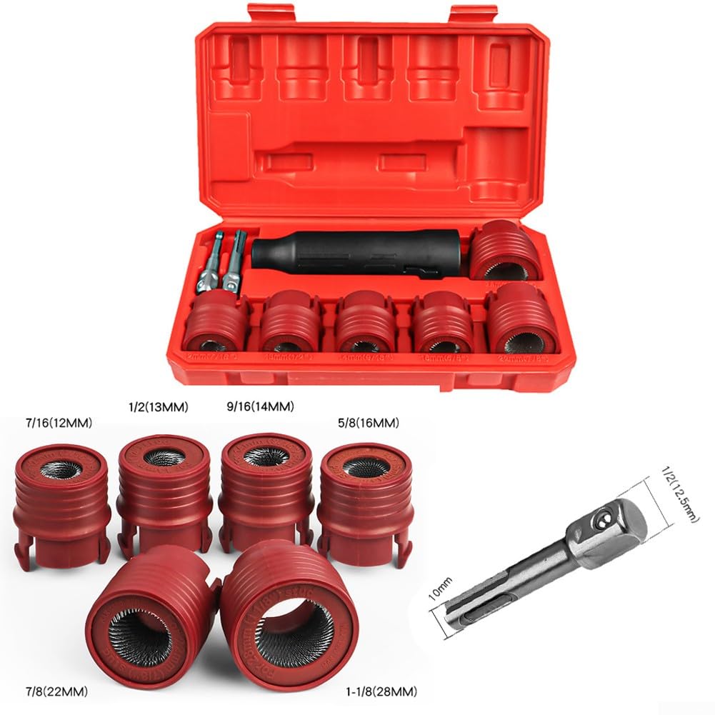 HpLive Lot de 9 nettoyeurs de boulons de roue, outil de nettoyage pour boulons de roue de voiture, écrous de vis, brosse de nettoyage 12-28 mm
