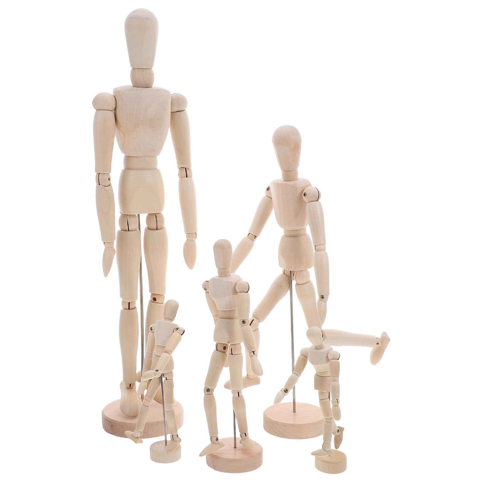 SUPVOX Mannequin d'artiste en Bois Articulé 5pcs avec Articulation Précise et Design Détaillé, Modèle Flexible pour Expression Créative et Espace de Travail
