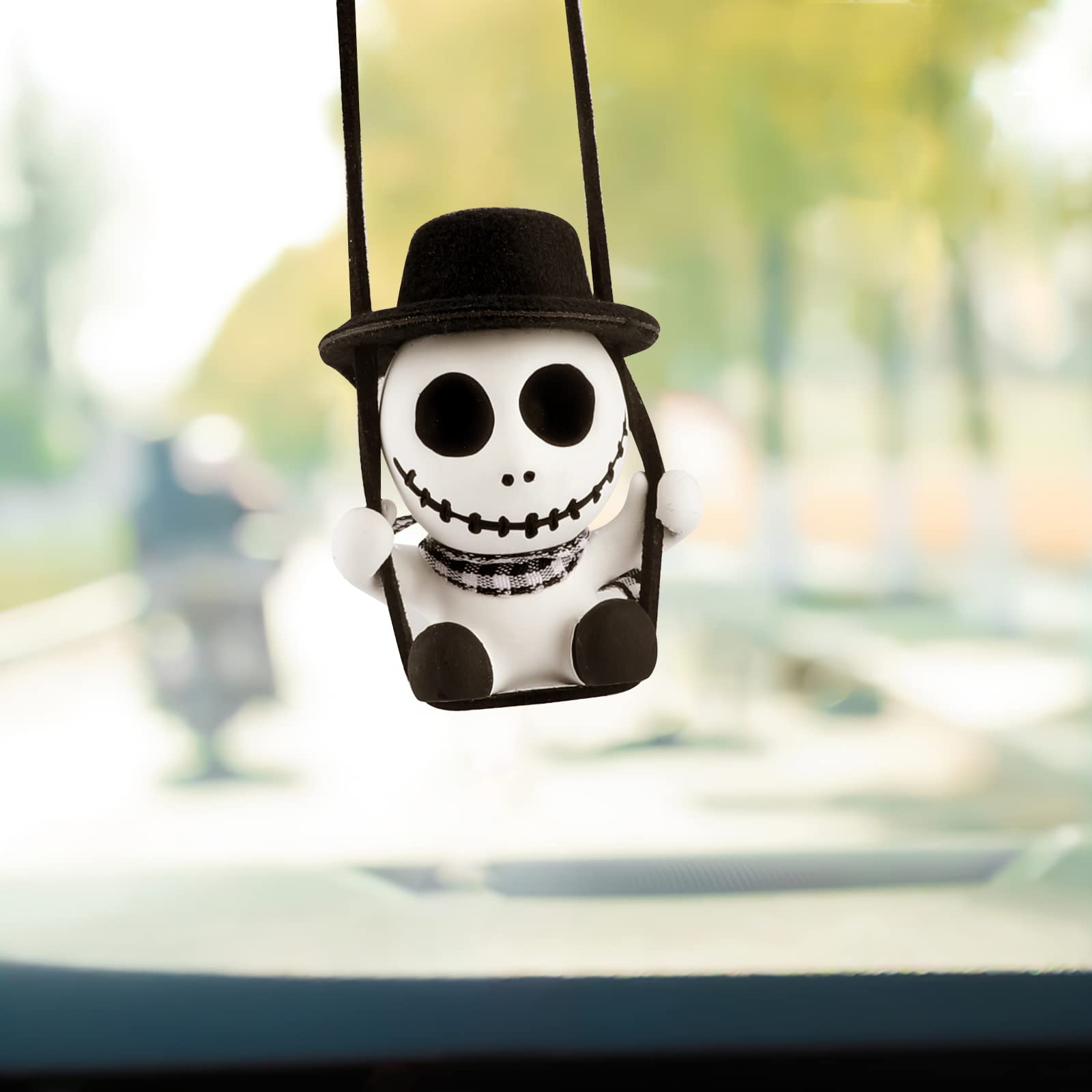OOTSR Ciondolo Scheletro Altalena per Auto, Simpatico Arredamento e Regalo, Accessori per Appendere Specchietto Retrovisore