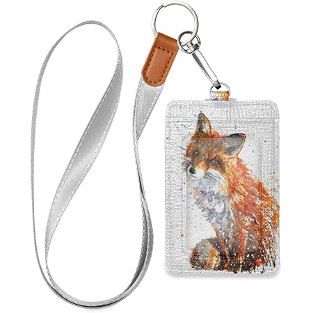 GOGO Slim PU Leather ID Badge Holder With Zip, Card Wallet Case, 20"" Neck Lanyard And