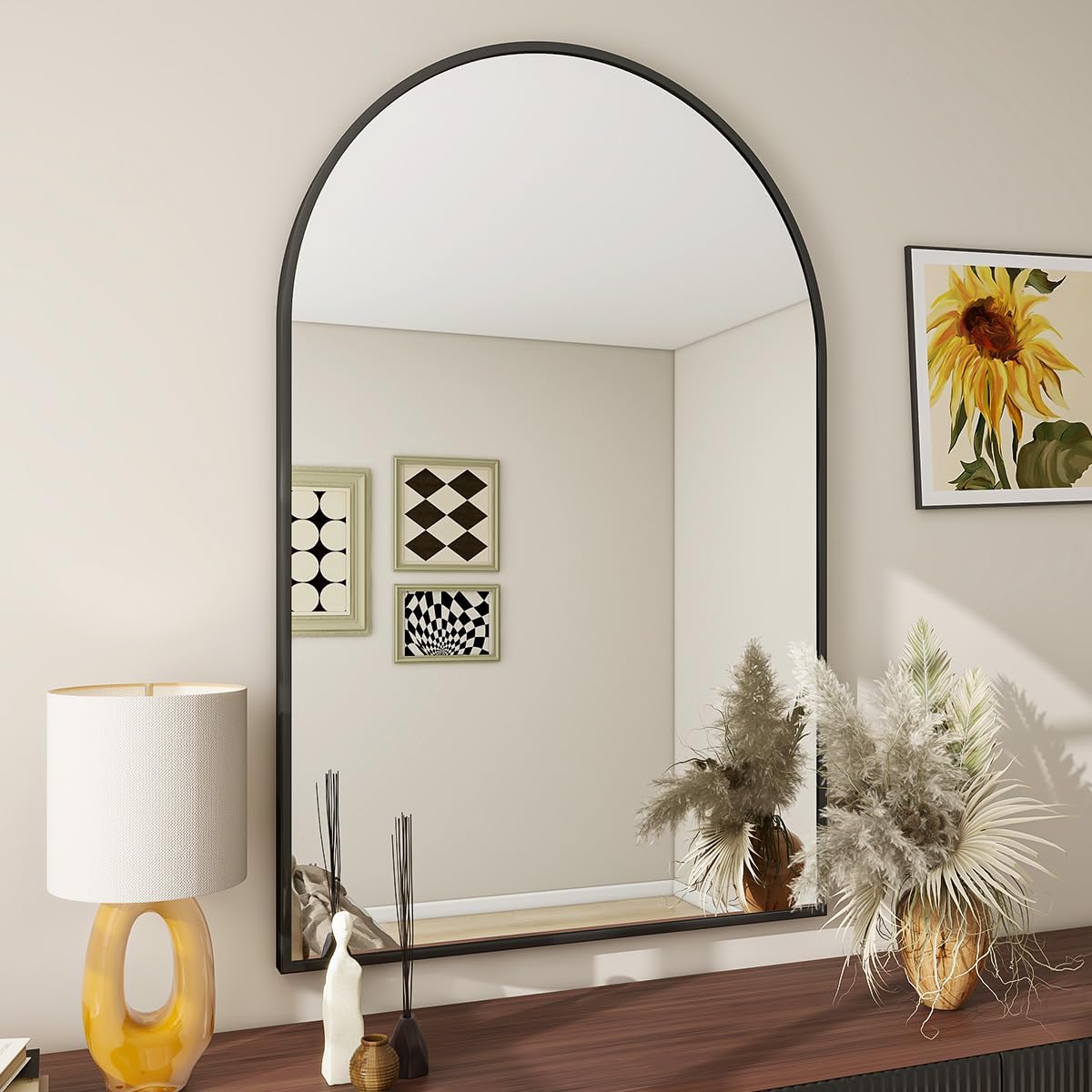 Keonjinn Black Framed Mirror For Bathroom 48 X 30 Inch Large Rectangular Matte Black Vanity Mirror Modern Wall Mounted Home Decor - View #7