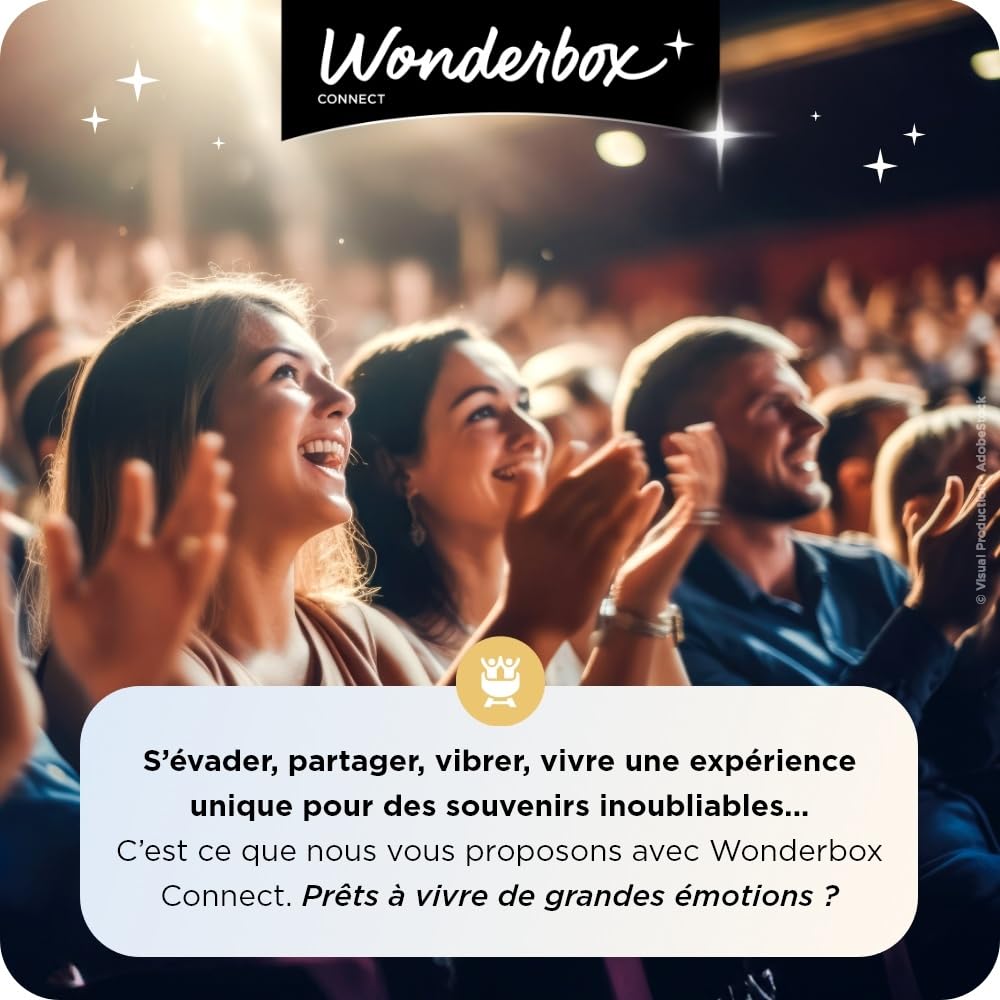Wonderbox Connect - Coffret Cadeau - Matchs, Parcs à Thème & Spectacles en Duo - 2 entrées pour Un Parc d'attraction ou 2 Places pour Un Match ou Un Spectacle - Partout en France - Validité 27 Mois