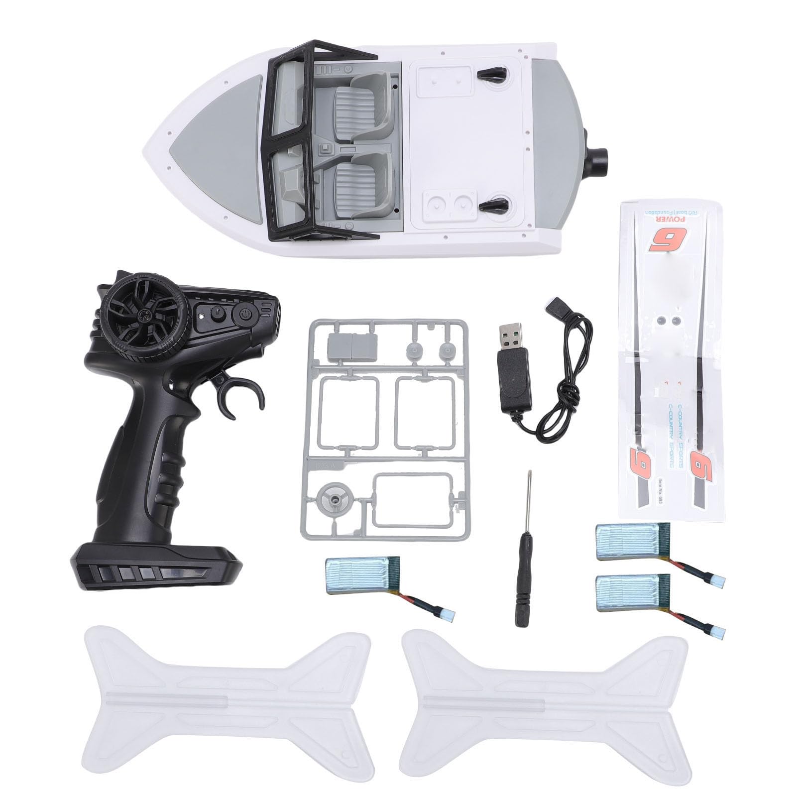 RiToEasysports Ferngesteuertes Boot, 2,4 GHz Schnelles, Bürstenloses Motor-RC-Rennboot mit Versiegeltem, Regensicherem Design und Warnung bei Niedrigem Batteriestand, für Erwachsene, (3 Batterie)