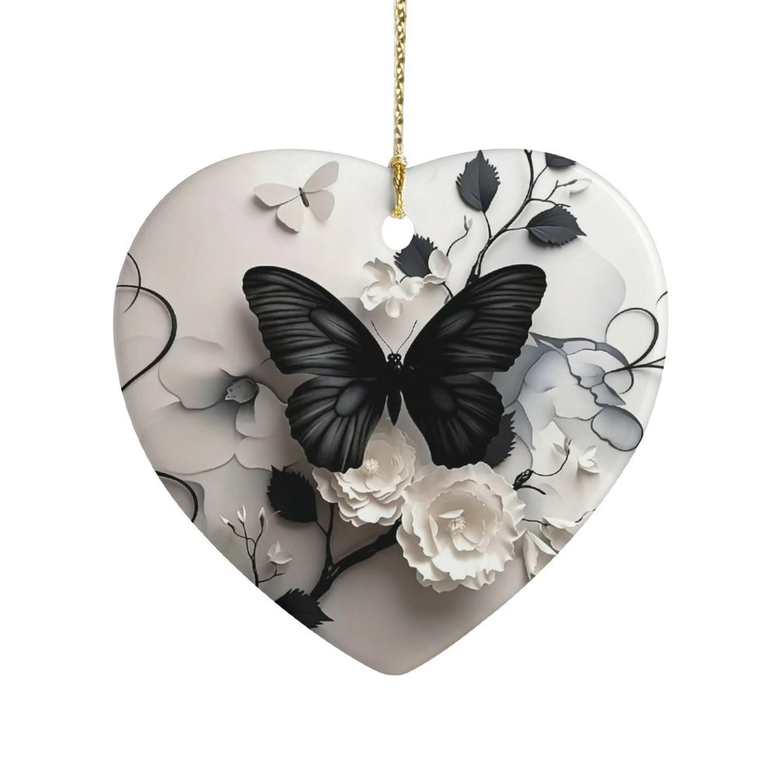 Fekiloot Style Butterfly Flower Ceramic Ornament Home Decor Keepsake