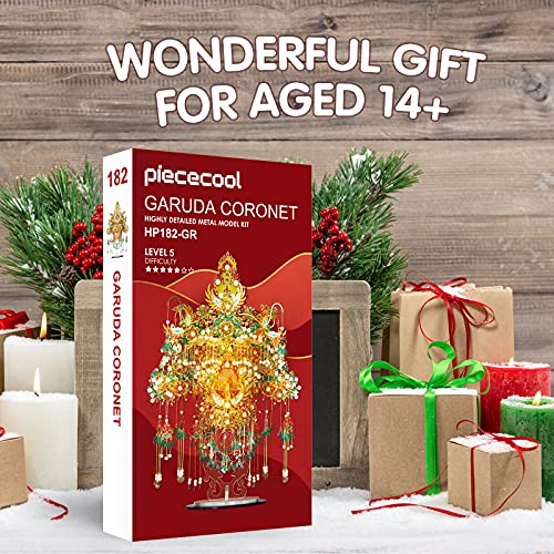 Piececool 3D Metal Asian Puzzles Model Kits- Garuda Coronet Metal Building Kit For Adults, Brain Teaser Puzzle Diy Handcraft Model Kits, Fidget Toys Gifts For Teens Man Woman Family- 522 Pcs #TOP6