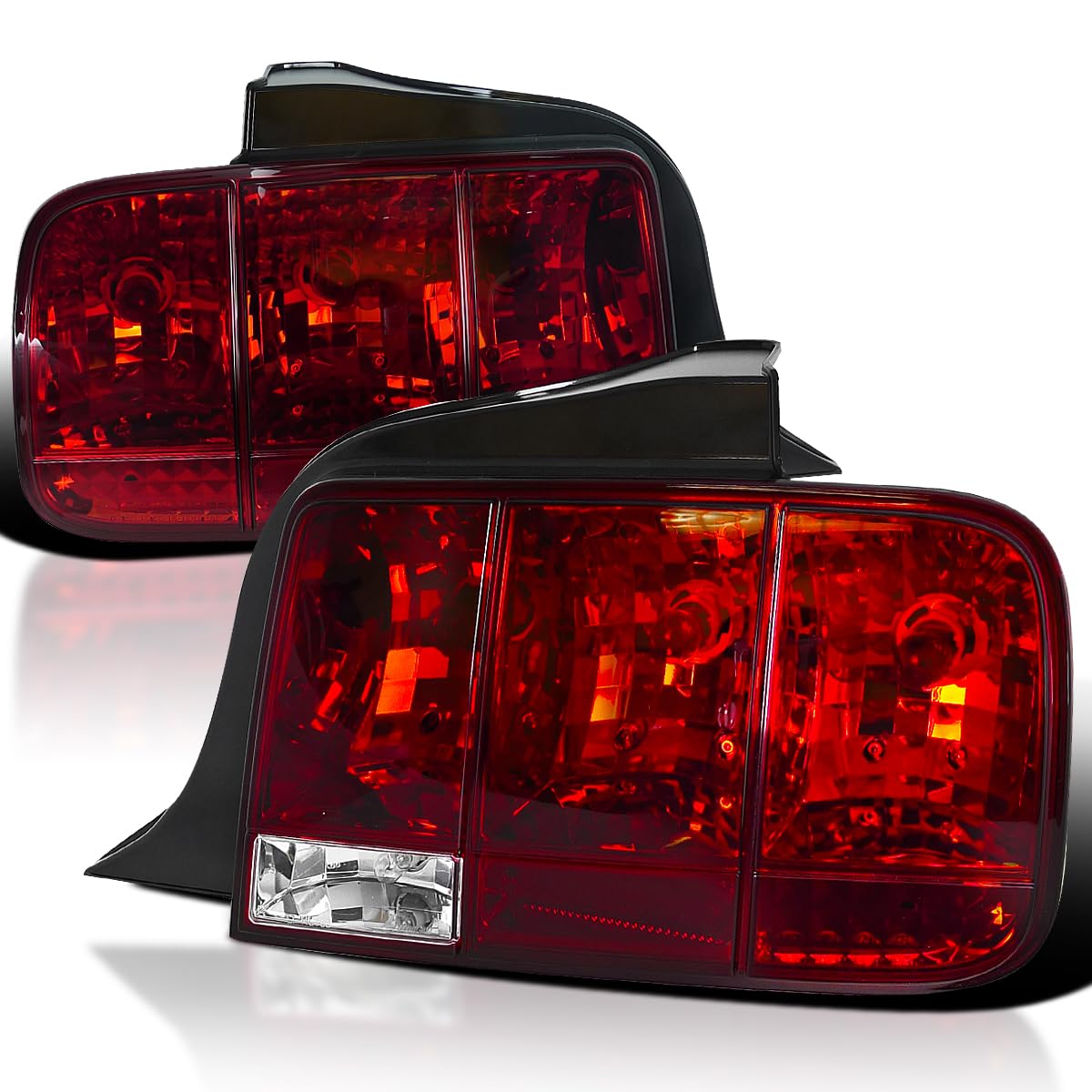 Spec-D Tuning Red Sequential Tail Lights Compatible with 2005-2009 Ford Mustang, Left + Right Pair Assembly