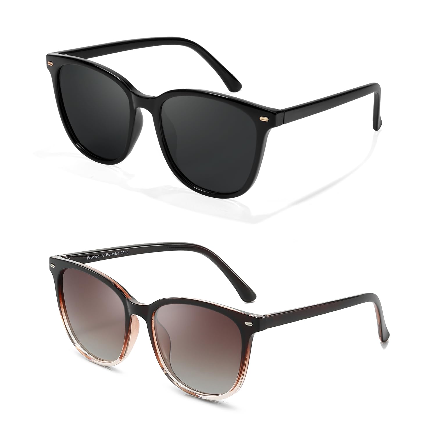 Myiaur 2er Pack Sonnenbrille Damen Groß Polarisierte Trendige Sonnenbrille mit UV400 Schutz für Autofahren