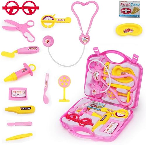 Miniatura 6 de Kit de doctores para niños juego médico disfraz de enfermera juego de rol regalo para niñas de 3 4 5 6 años rosa