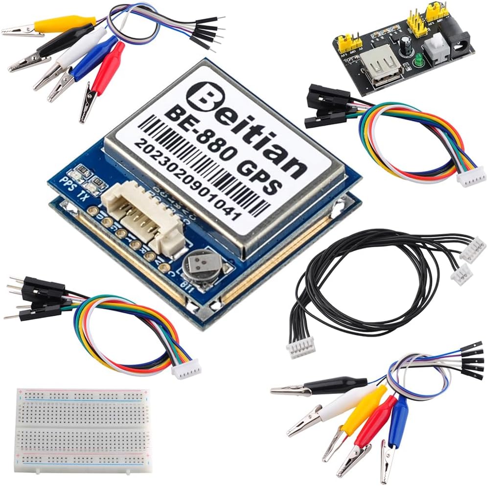BE-880 GPS with Cables + Breadboard Power Module Jumper Wire