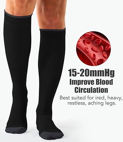 Miniatura 108 de Paquete de 3 pares de calcetines de compresión médica para mejorar la circulación de mujeres y hombres, para correr, hacer deporte y amamantar