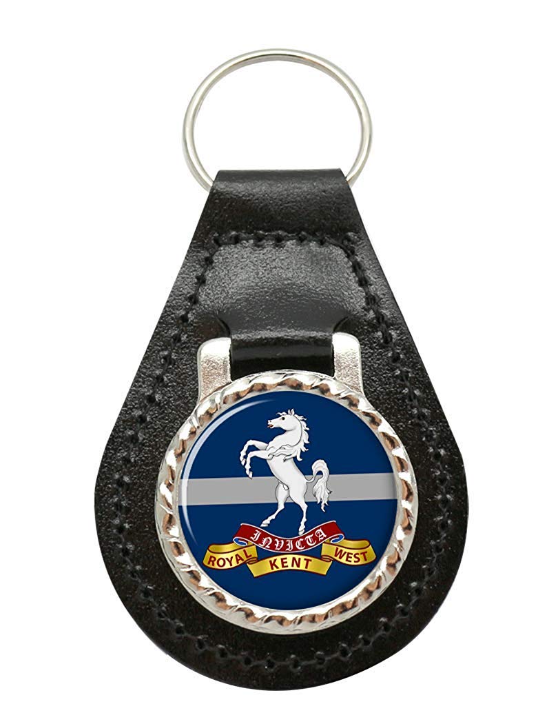 Giftshop UK Queen's Own Royal West Kent Regiment, British Army Leather Key Fob