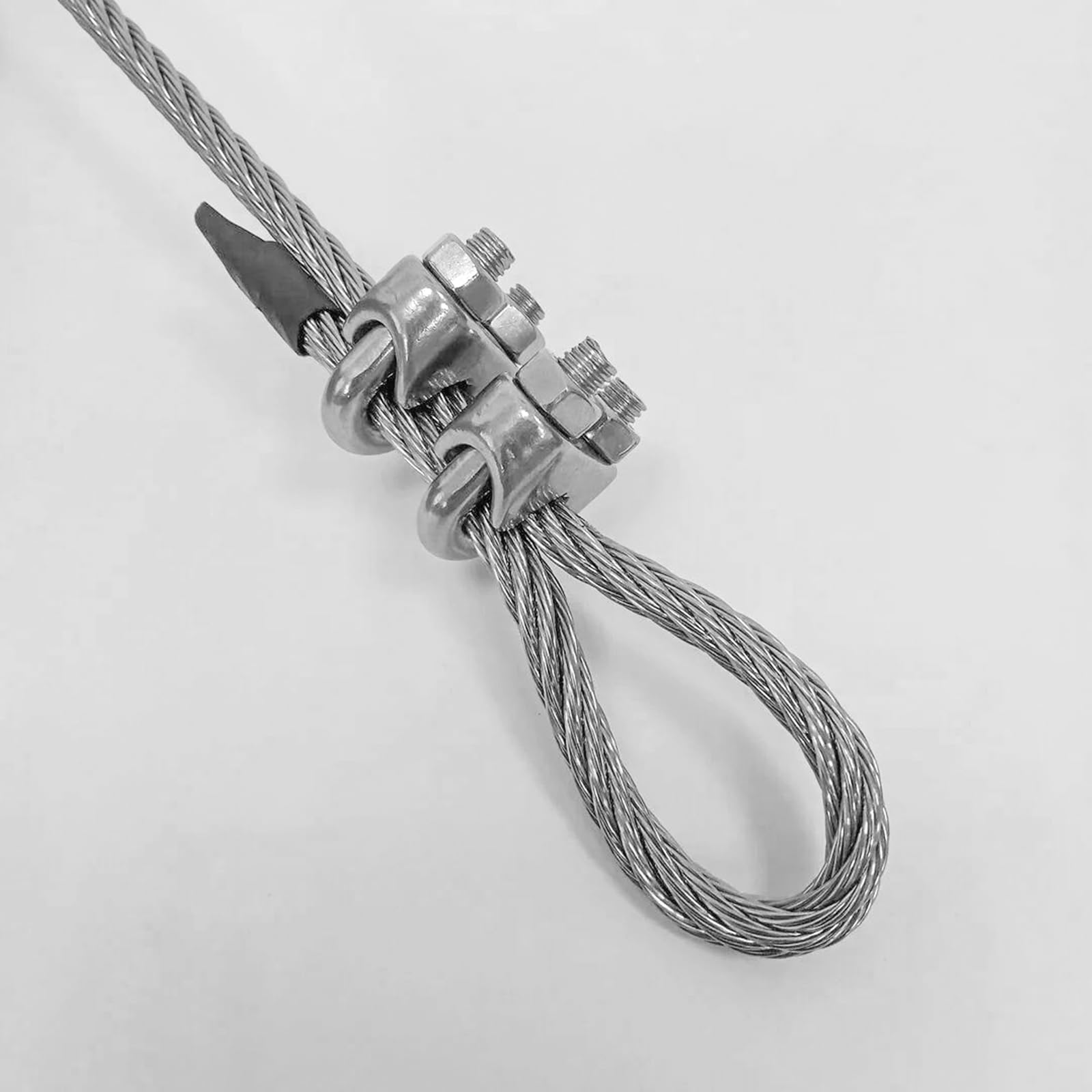 PINGEUI Confezione da 100 morsetti M6 per funi metalliche, clip per funi metalliche placcate argento, morsetti per cavi in acciaio al carbonio, con bullone a U, per cavi