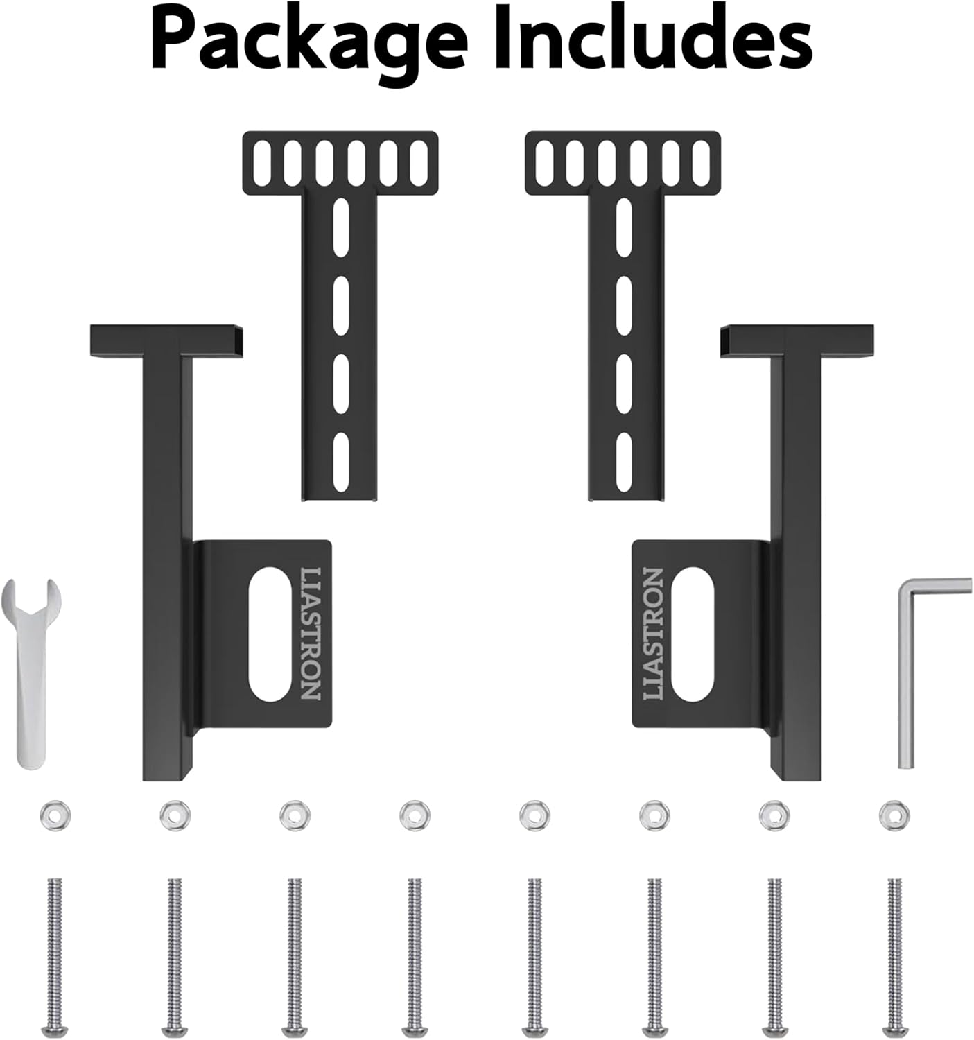 2 Pack Adjustable Headboard Brackets for Metal Bed Frame,Headboard & Footboard Extension Kit,Fits Twin Full Queen King (Check Hole Spacing),Matte Black