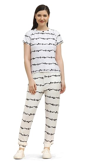 GRECIILOOKS Women's Tie-Dye Pajamas Night Dress Set | Half Sleeve Round Neck Women's Lounge Wear