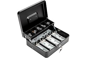 Sturdy Lockable Cash Box with Key for Secure Money Storage