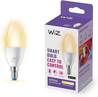 WiZ – Wi-Fi Smart LED Bulb, 4.9W(Eq. 40W) E14 Candle, Adjustable Warm Light, SpaceSense Technology and Compatible with Ale…