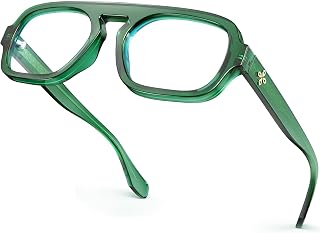 VISOONE Aviator TR90 Non-Prescription UV400 Anti-Glare Computer Glasses | 99% Digital Screen Filter Vintage Clear Lens Frame Lightweight Retro Fashion Gaming Blue Light Blocking Women Men JANE
