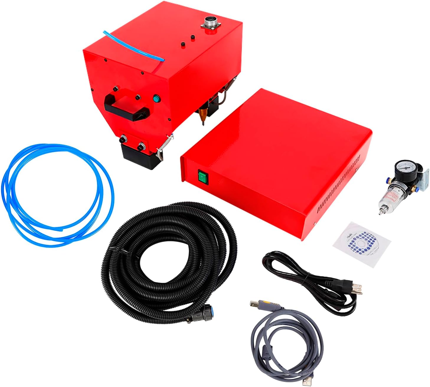 Pneumatic Marking Machine, 110V Dot Peen Marking Machine Portable Pneumatic Engraver Tabletop Handheld Tool Engraving Machines with Pressure Regulator for VIN Code Chassis Numbers Logo