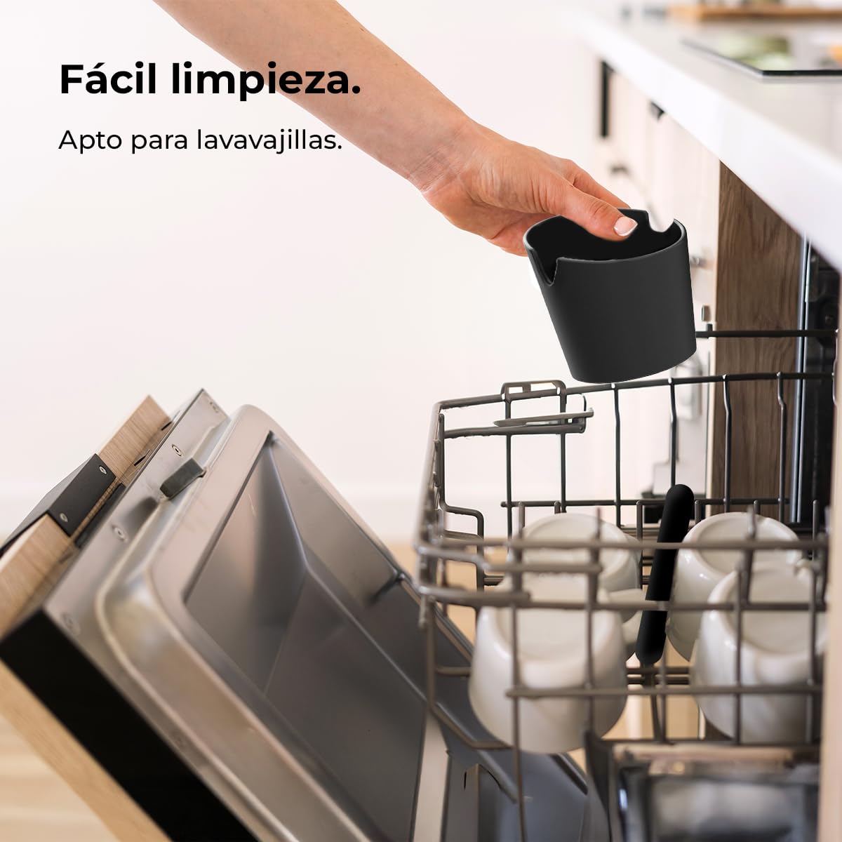 Cecotec Contenitore per fondi di caffè da 0,55 l Baristeo Throw&Away Mini. Compatto, dimensioni: 12,2 x 10 x 12,7 cm, design ergonomico, materiale ABS, barra di battuta metallica con gomma, base