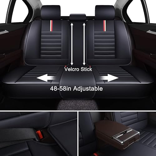 Miniatura 6 de OASIS AUTO Fundas de asiento de automóvil de alta calidad, impermeables, de piel sintética, accesorios universales para SUV, camión, sedán,