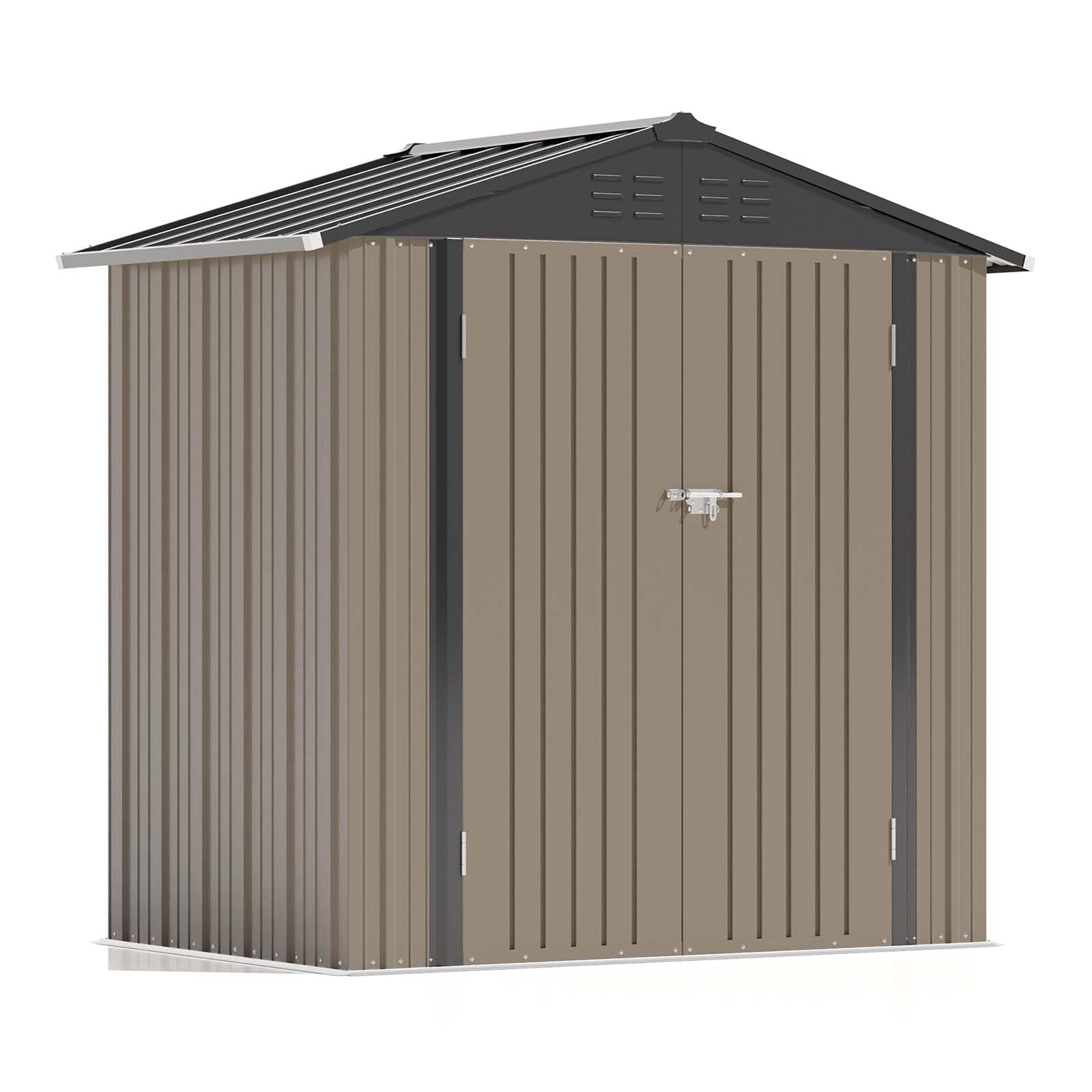 Photo 1 of ***FACTORY SEALED***
Patiowell 6x4 FT Storage Shed, Outdoor Metal Sheds with Lockable Door and Sloping Roof, Waterproof Outside Utility Garden Tool Shed with Breathable Vents for Patio Lawn Backyard, Brown