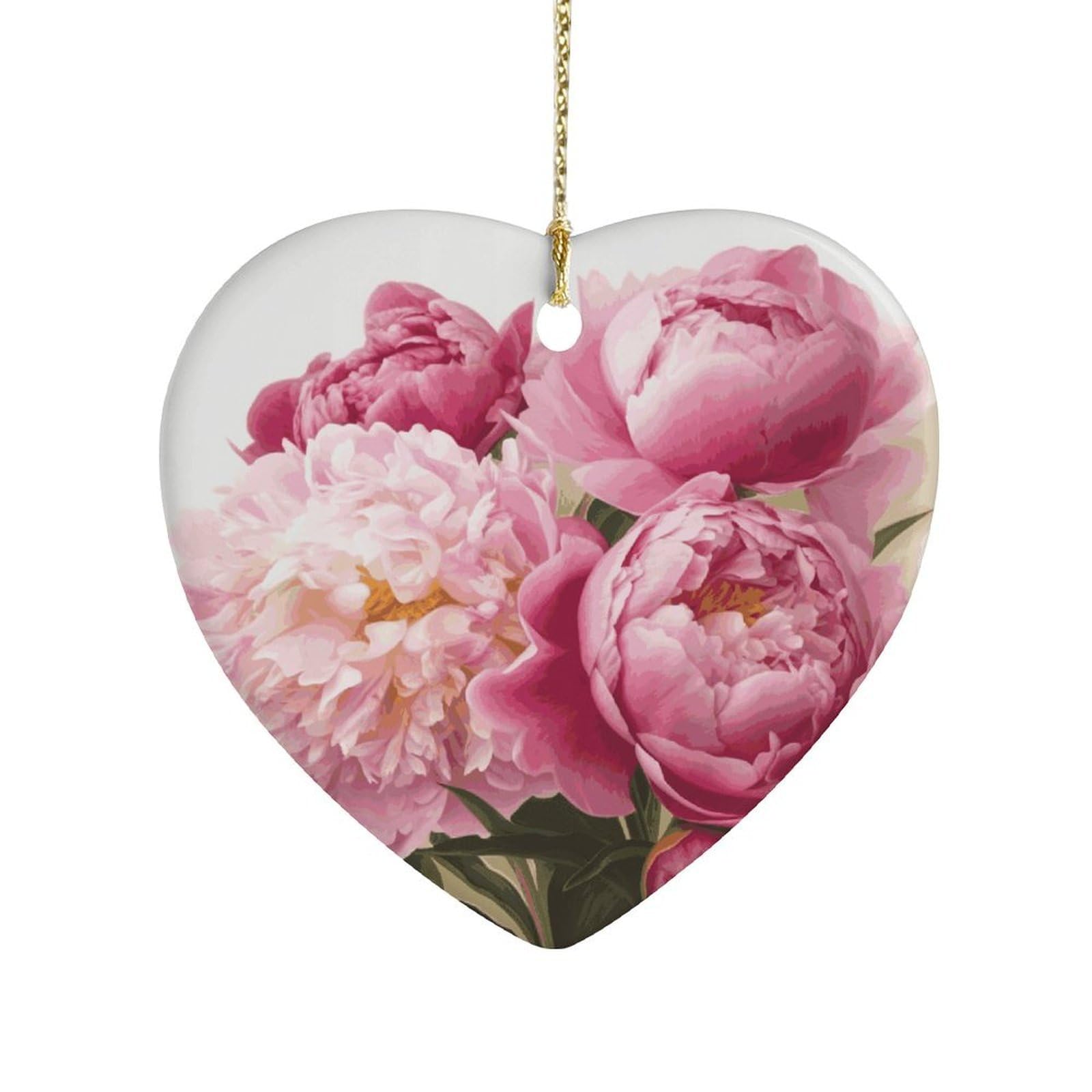Fekiloot Style Peony Flowers Blossom Ceramic Ornament Home Decor Keepsake
