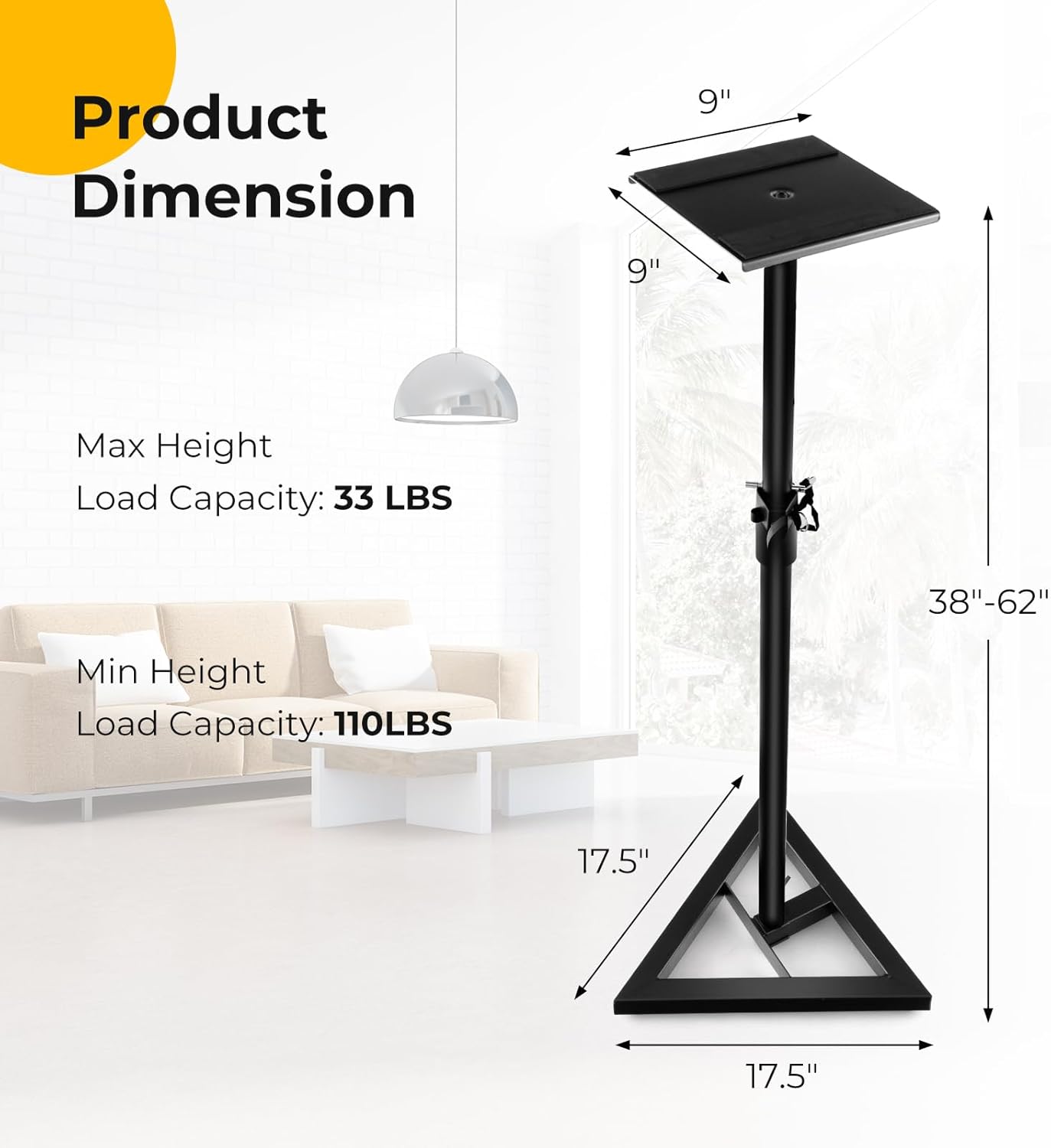 S AFSTAR Speaker Stands Pair, Height Adjustable Floor Speaker Stands with Cable Management, Surround Sound Speaker Stand for Bookshelf Speakers, Universal Studio Monitor Stands for Home & Office