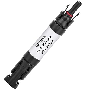 1000V PV Fuse Connector IP68 Waterproof Dustproof in-line Fuse Holder, Male and Female Solar Plug with 1 Fuse 20A Fuse Connector