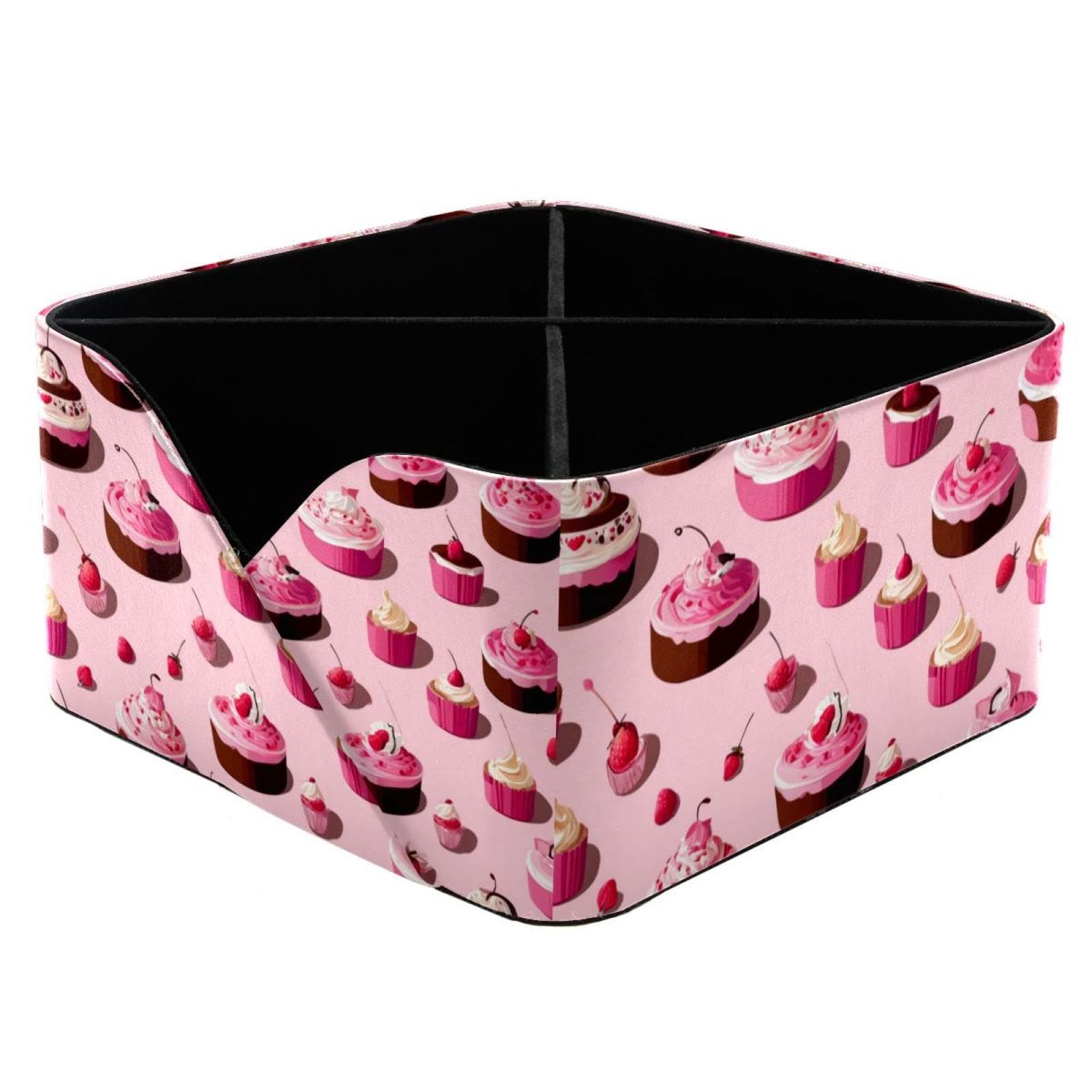 Porte-stylos rectangulaire élégant motif dessert rose de rangement