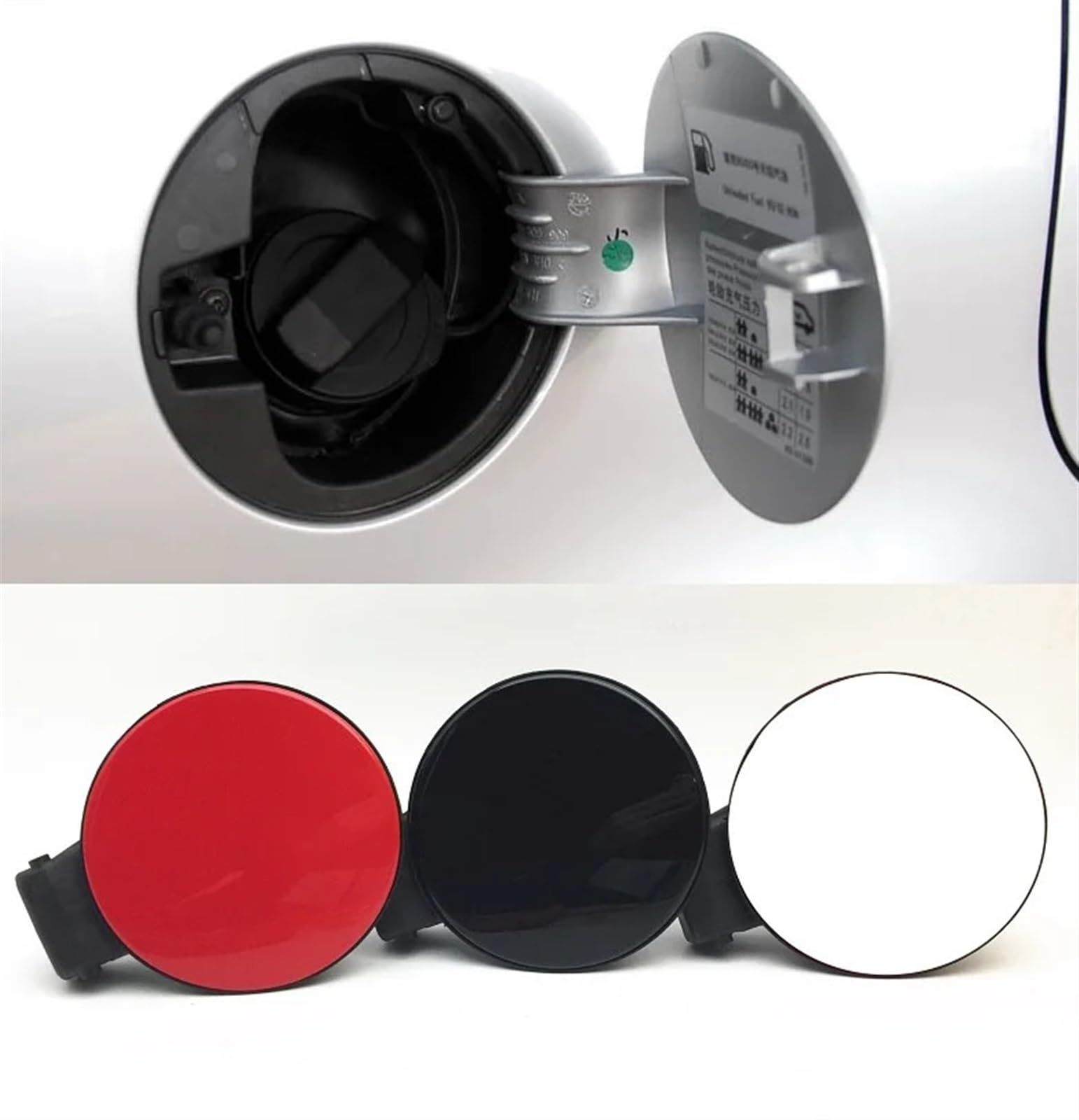 ZEPHYX Couvercle de réservoir à rabat de remplissage de carburant blanc noir rouge, for Polo 6R 2010-2018 6RD809857D 6R0809857D 6R0 809 857 D 6R0809857 Couvercle du volet du réservoir de carburant (S