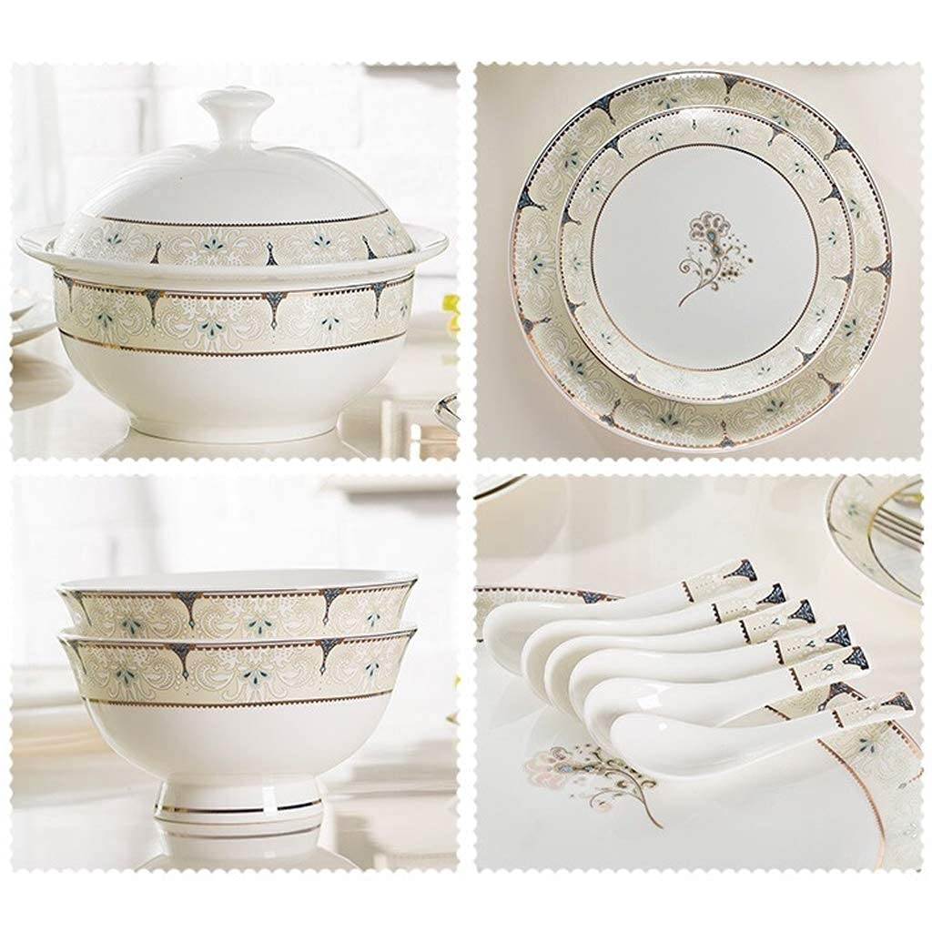 Zastawa stołowa na frytki, 50 sztuk ceramicznych zestawów obiadowych, miska/naczynie/garnek do zupy|Zestaw naczyń obiadowych Zestaw zastawy stołowej z podwójnym powlekaniem - kompatybilny z prezentami