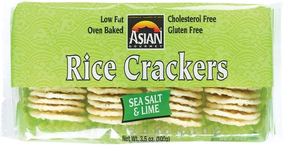 Asian Gourmet Rice Cracker - Sea Salt Lime - Case Of 12 - 3.5 Oz