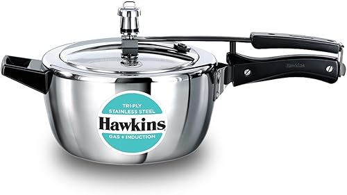 Hawkins Olla a presión de acero inoxidable triple de 3,5 litros, cocina de tapa interior, plata (HSST35)