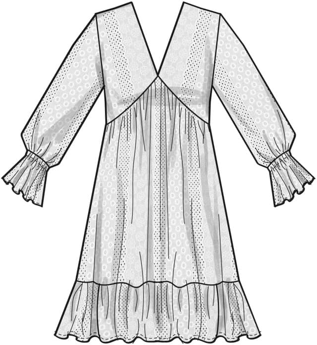 Simplicity Misses' V-Neck Empire Dress Sewing Pattern Kit, Design Code S9702, Sizes 18-20-22-24-26