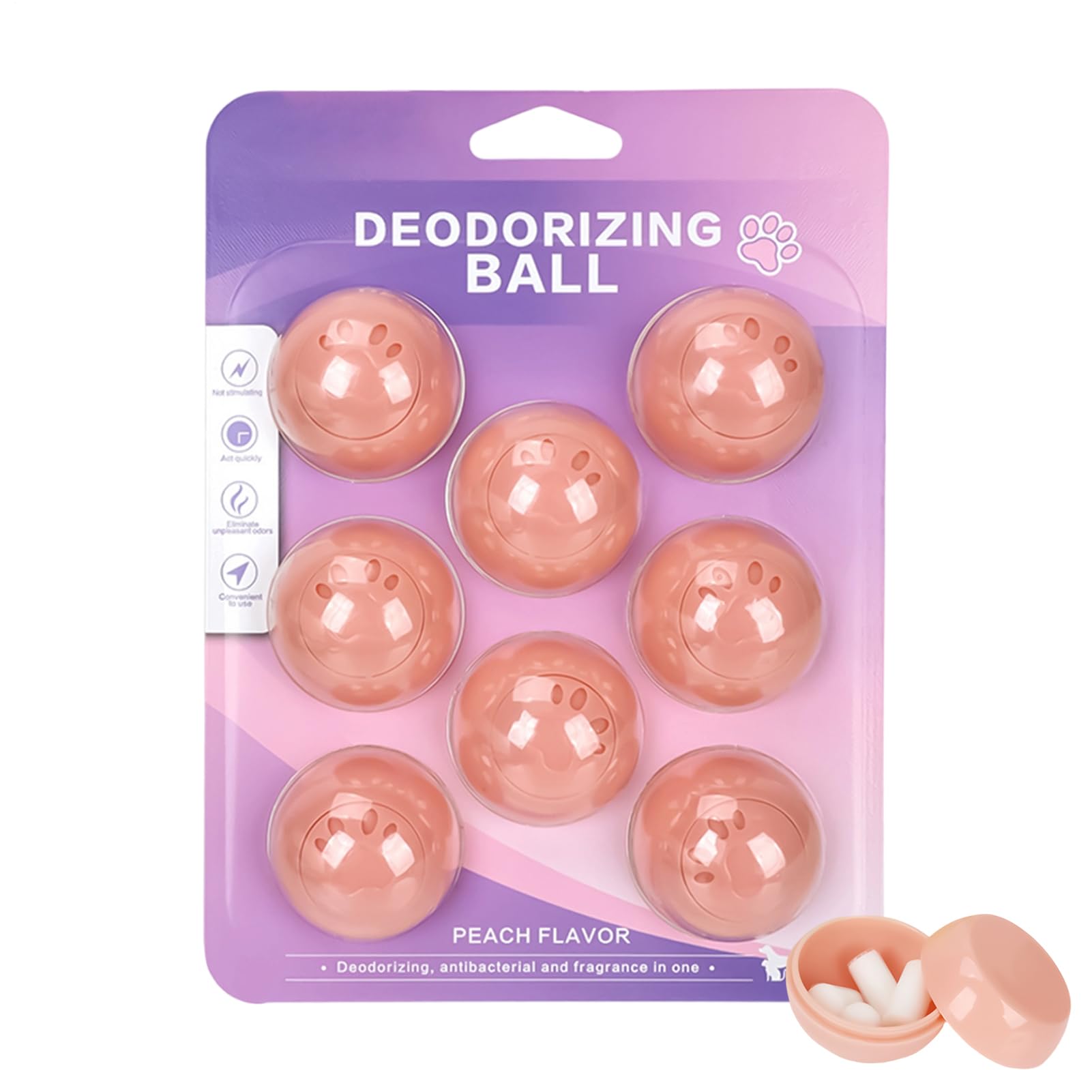 Deodorizer Balls - 8-Piece Long-Lasting Scented Freshener | Pet Smell Control Balls Odor Absorber | for Nest Mat Cage Litter Box Shoes Closet Wardrobe Carpets Furniture