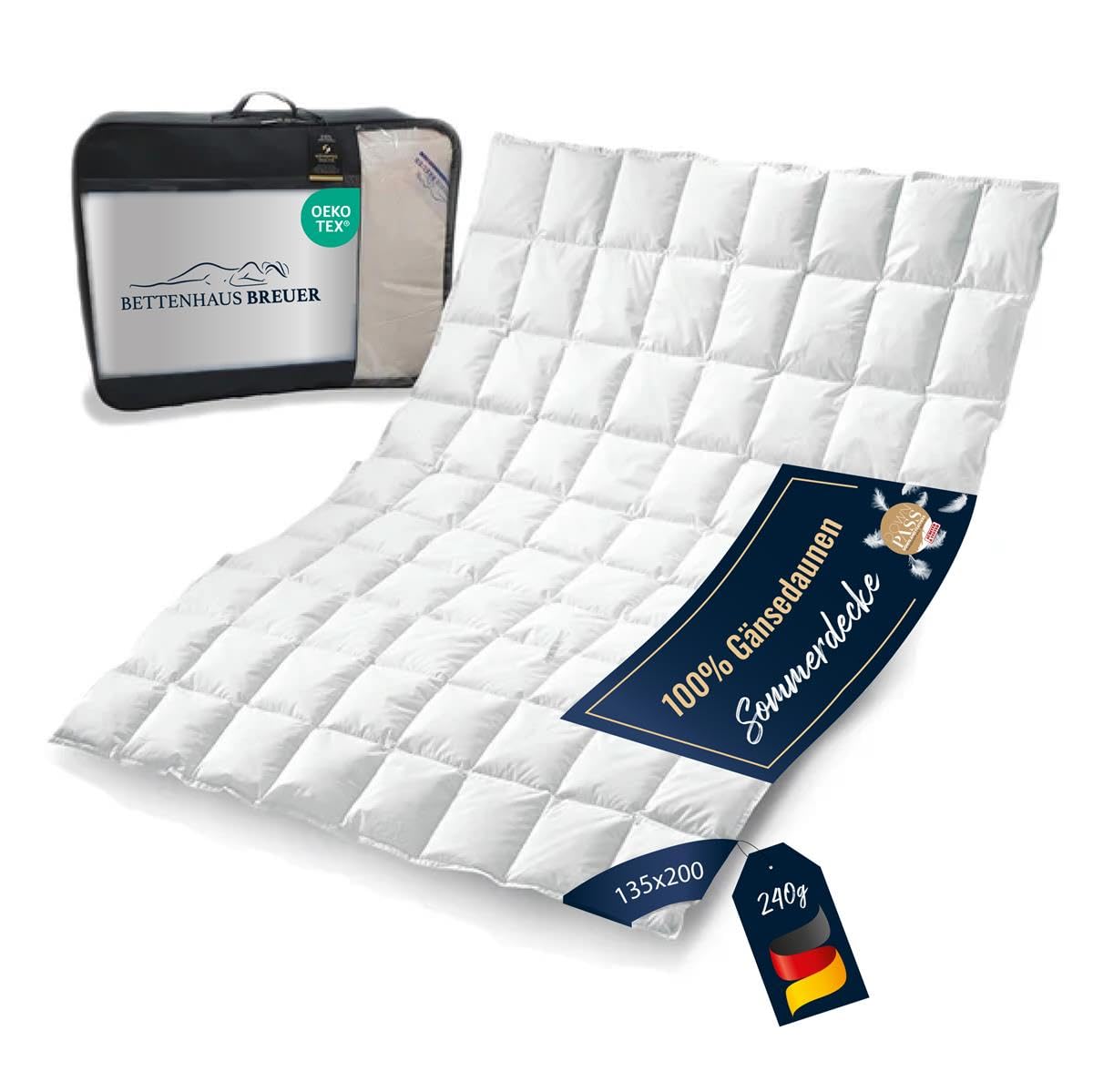 Bettdecke 135x200 | Daunendecke | Decke für den Sommer | Sommer-Daunendecke | Kassettenbettdecke | Sommerdecke | Daunenbettdecken | Oeko-TEX-Zertifiziert | Daunenpass | 100% Gänsedaunen
