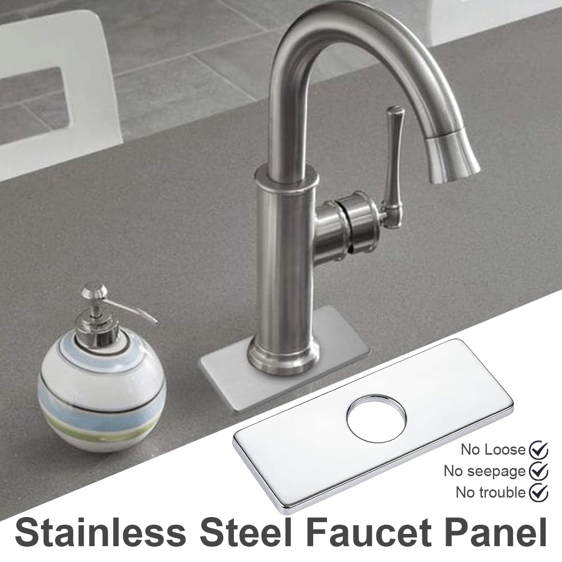 Piastra per Rubinetto, Base in Acciaio Inox per Lavandino da Cucina e Bagno, 1 Pack
