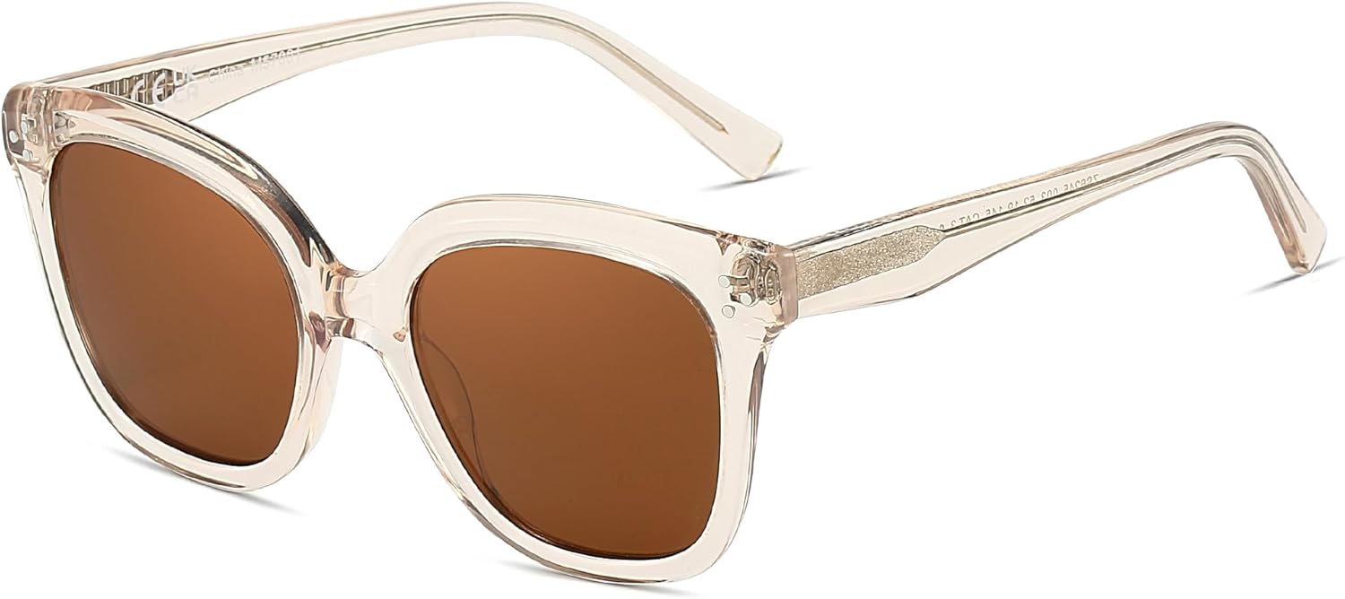 ZENOTTIC Polarized Sunglasses Women Trendy: Square Designer Acetate Sun Glasses - Retro Shades for Vacation UV400 Protection