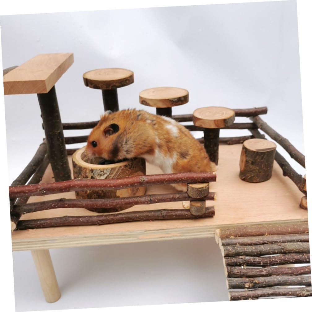 KALLORY Wooden Pet Food Bowl for Hamsters and Small Animals, Chew-Resistant Feeder, Random Color, Small Animal Feeding and Chewing Bowl for Guinea Pigs and Chinchillas