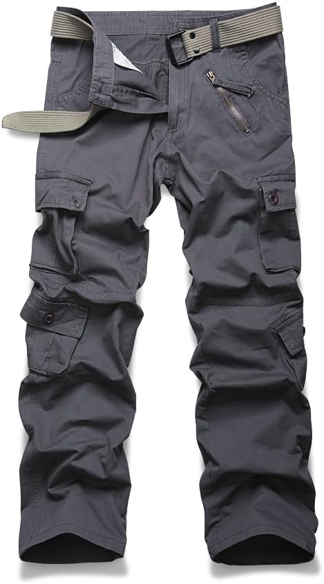 OCHENTA Men's Military Cargo Pants, 8 Pockets Casual Work Combat Tactical Trousers #022 Grey Tag 34 - US 33