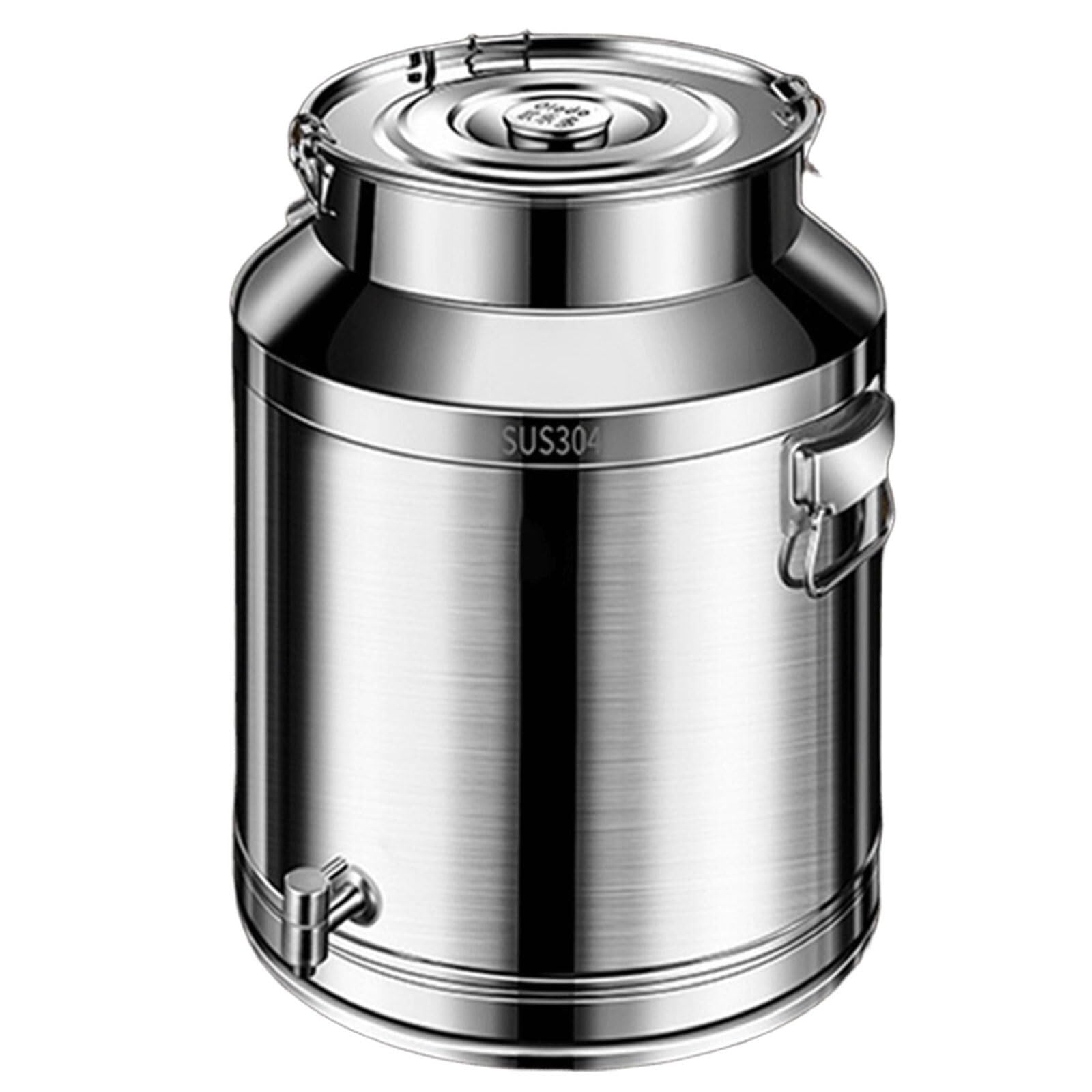 AYCDL Stainless Steel Water Jug, 304 Stainless Steel Milk Can with Faucet, Sealed Bucket, Restaurant, Home Rice, Tea-Leaves, Beans, Honey, Oil,3.96Gal/15L
