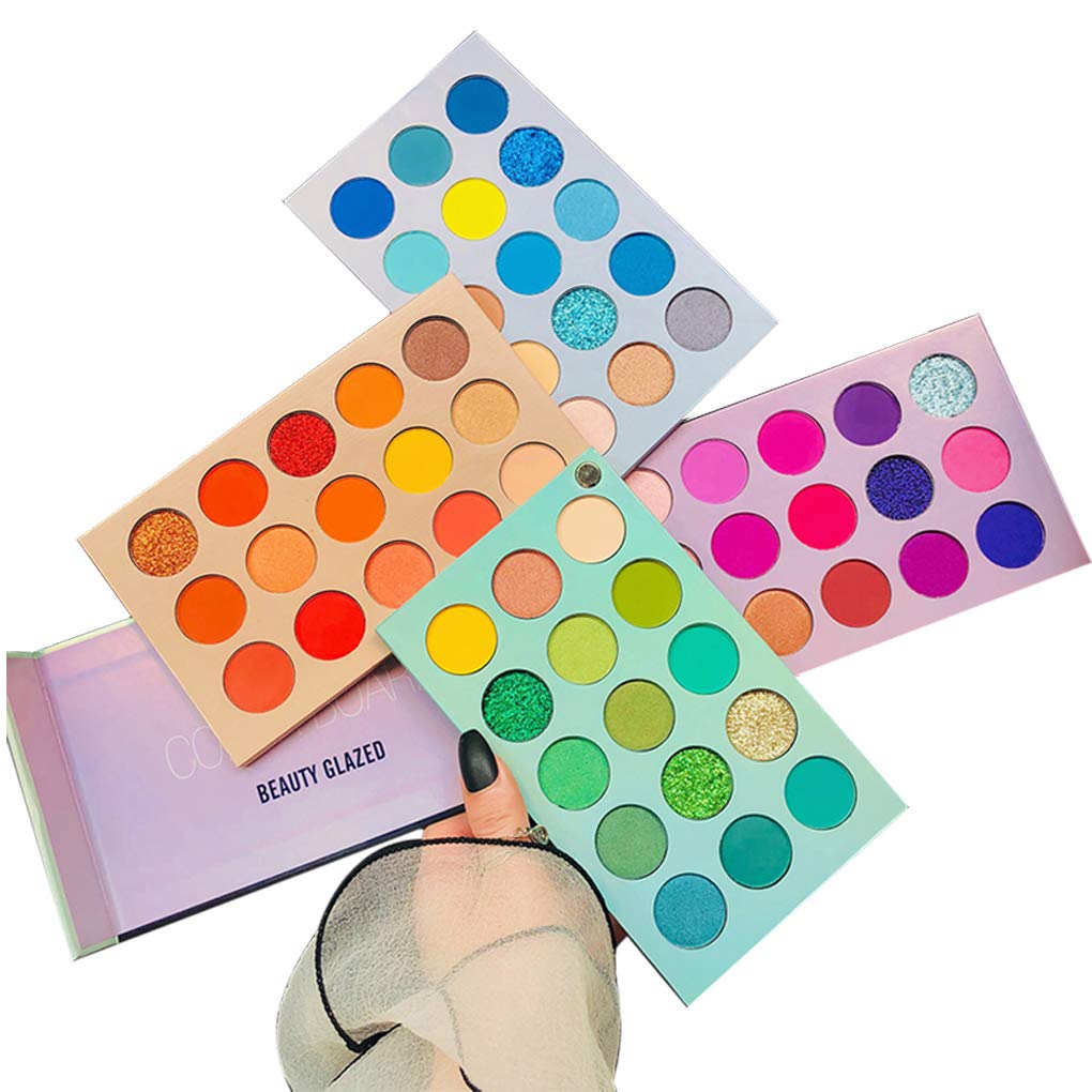 60 Colors Eyeshadow Palette, 4 in1 Color Board Makeup Palette Set Highly Pigmented Glitter Metallic Matte Shimmer Natural Ultra Eye Shadow Powder Easy to Blend