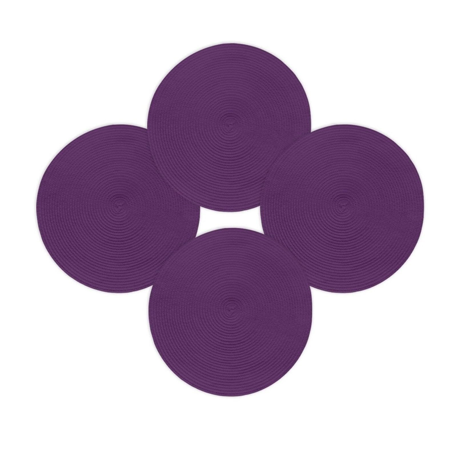 Luvafey One Color 4Pc Braided Circle Table Placemats