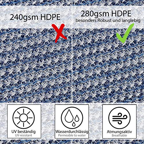 ONVAYA® Vorzeltteppich | Zeltboden für Camping | Markisenteppich Wohnmobil | Zeltteppich | robuster Campingteppich | waschbare Zeltunterlage in Blau/Grau (250 x 500 cm)